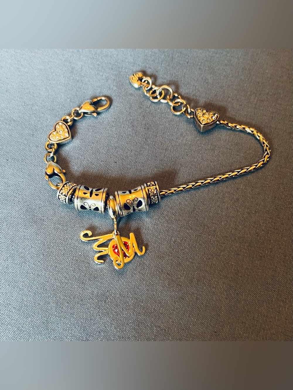 Brighton - Silver Tone Charm Bracelet with Heart Accents